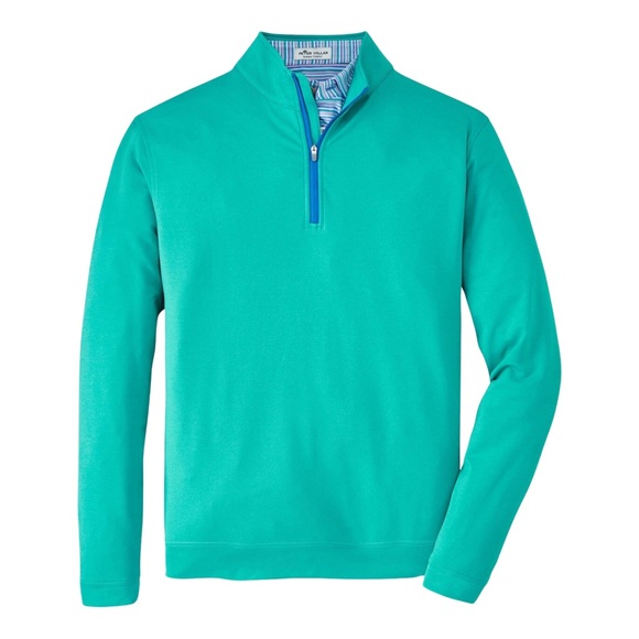 Peter Millar Crown Sport Perth Melange Performance Quarter-Zip in Lily Pad - Picture 2 of 8